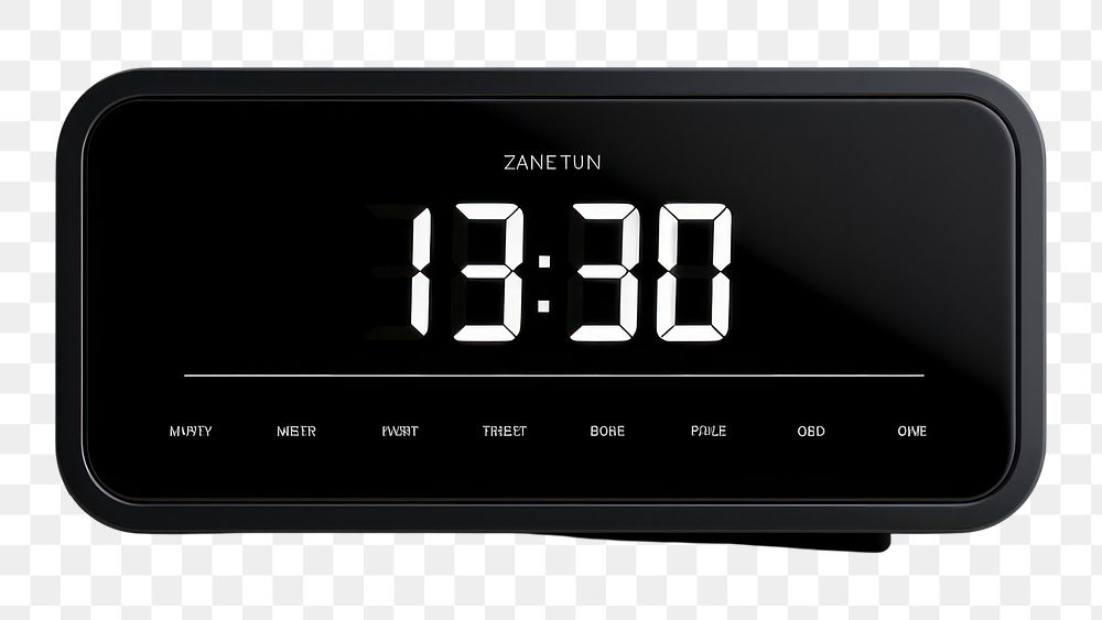 PNG Digital alarm clock electronics black multimedia. AI generated Image by rawpixel.