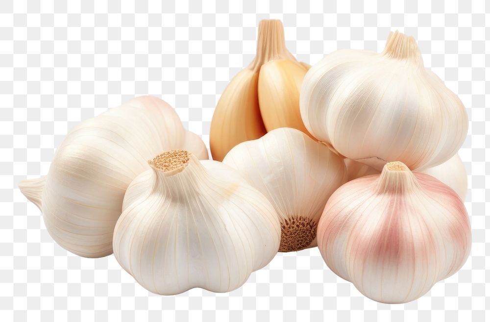 PNG Garlic vegetable food white background. AI generated Image by rawpixel.