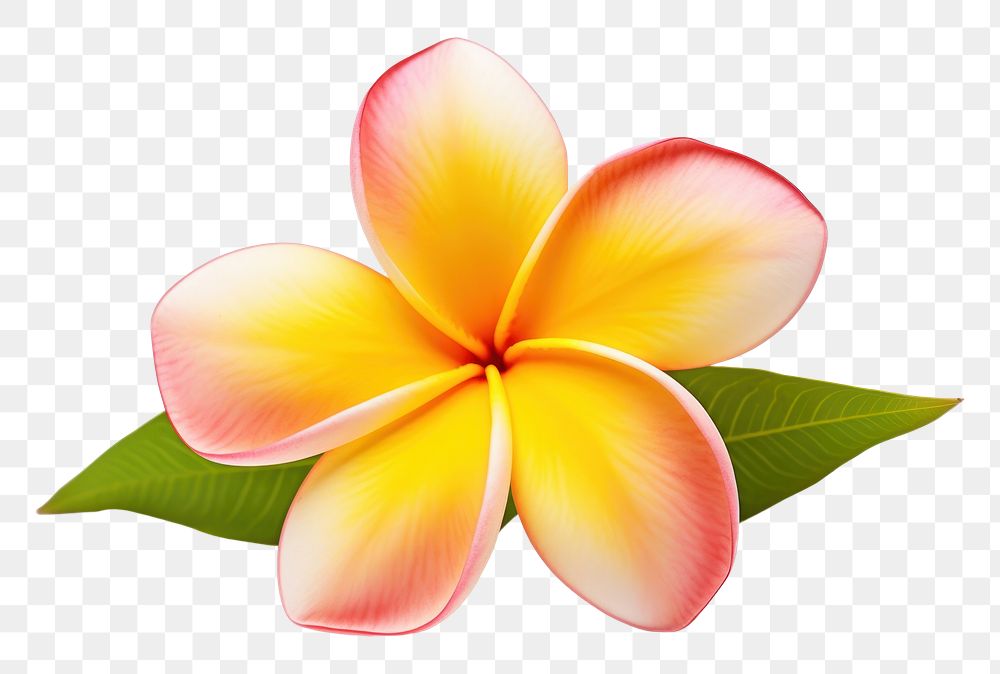 PNG Tropical Plumeria flower petal plant leaf.