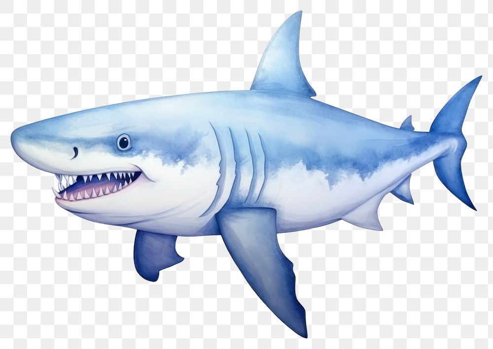 PNG  Great white shark animal fish white background. AI generated Image by rawpixel.