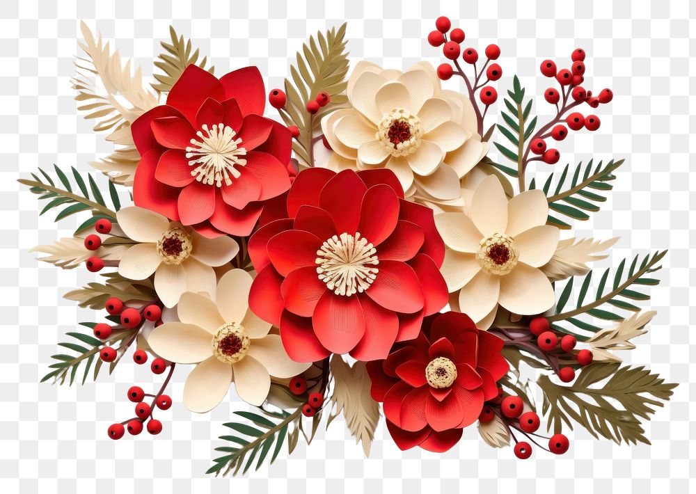 PNG Christmas pattern wreath flower. 