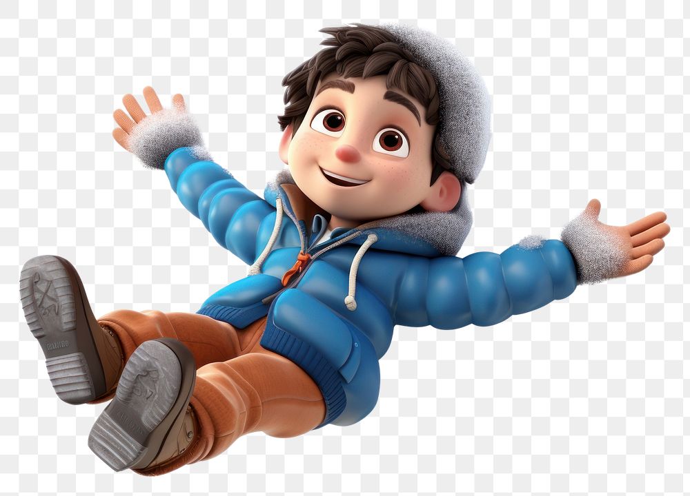 PNG  Children boy cartoon winter snow. AI generated Image by rawpixel.