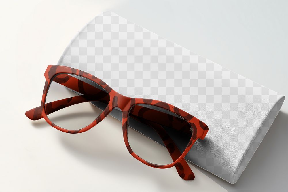 Sunglasses box png mockup, transparent product packaging