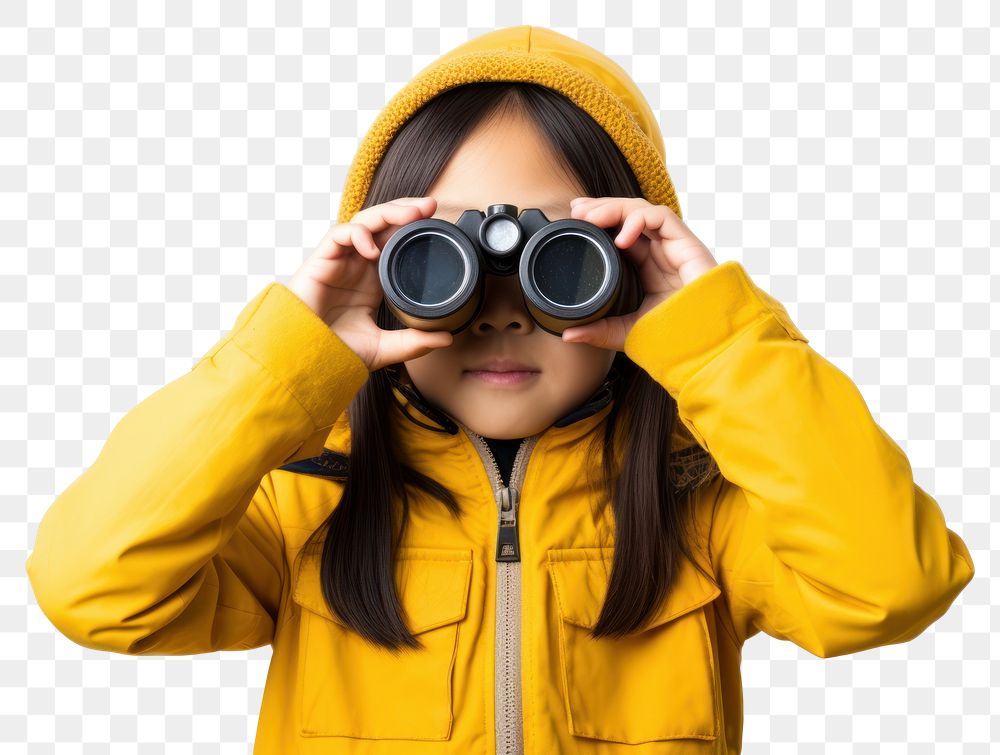 PNG  Asian children girl binoculars holding photo. AI generated Image by rawpixel.