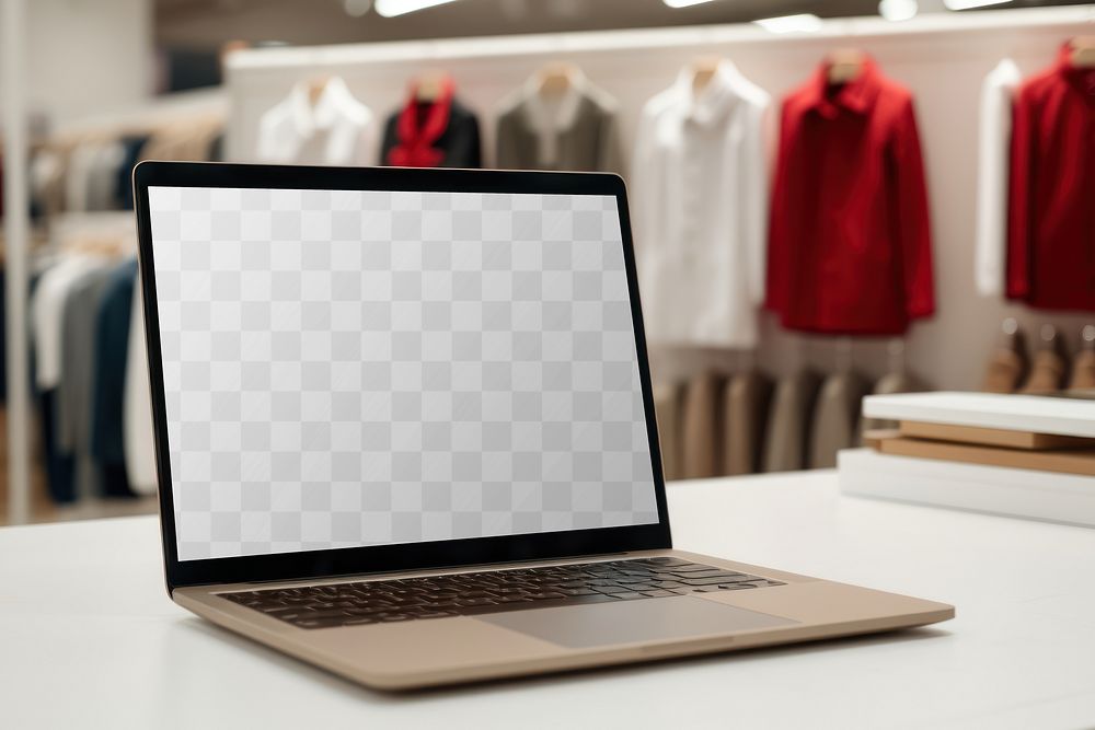 Laptop screen png mockup, transparent digital device