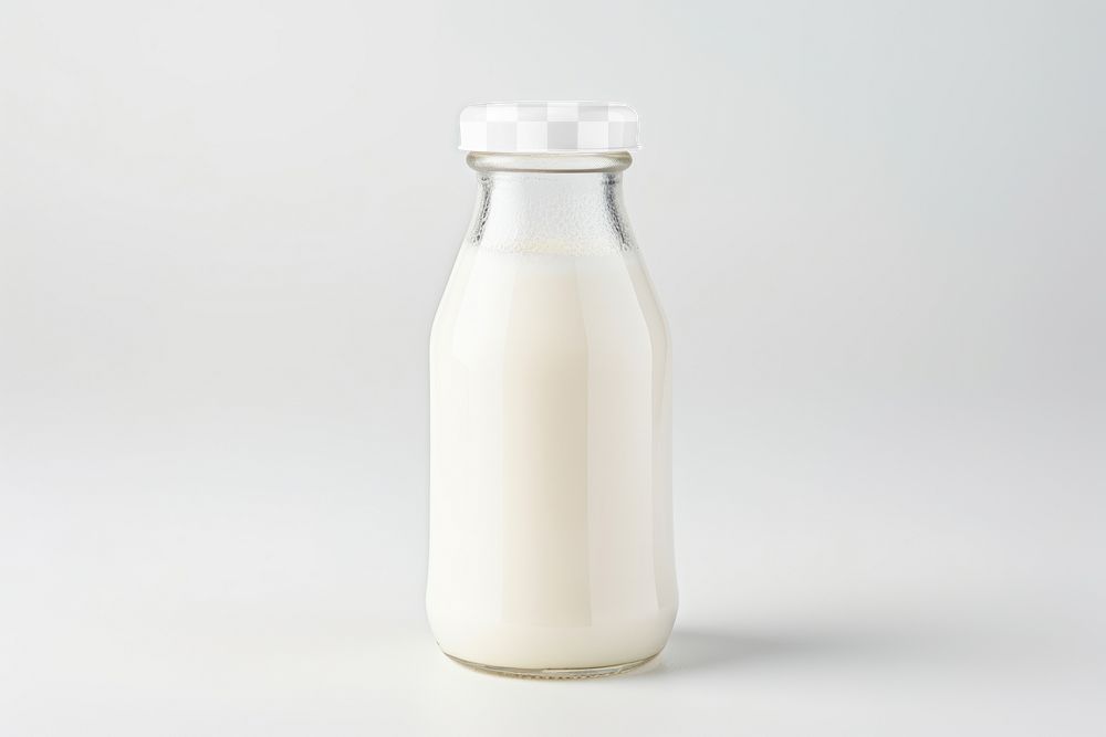 Milk glass bottle png mockup, transparent design