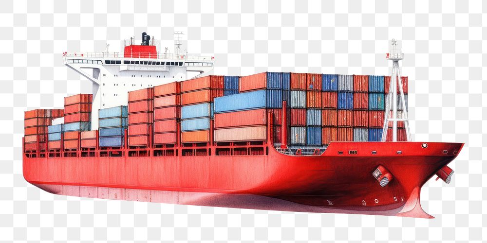 PNG Container ship vehicle boat red. AI generated Image by rawpixel.