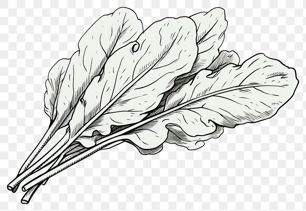 PNG Spinach drawing vegetable sketch. AI generated Image by rawpixel.