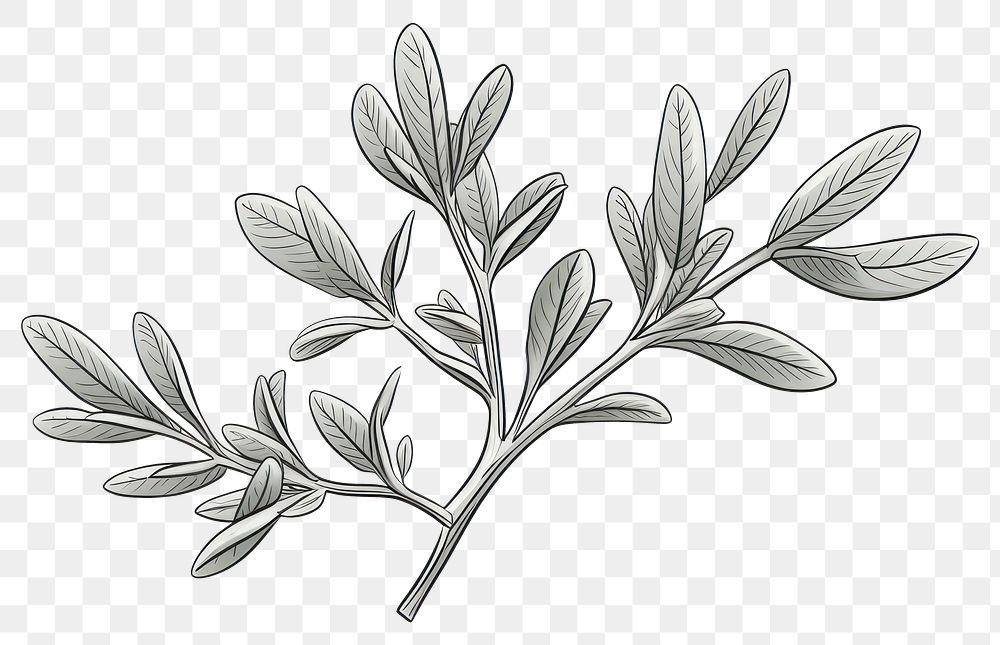 PNG Thyme drawing sketch plant. AI generated Image by rawpixel.