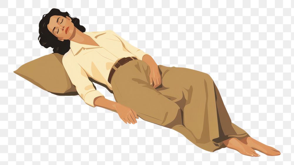 PNG Woman sleeping adult comfortable relaxation. AI generated Image by rawpixel.