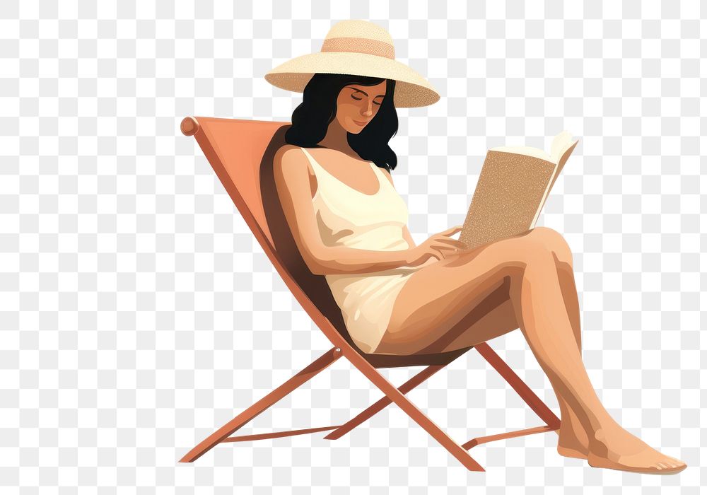 PNG Reading sunbathing furniture sitting. AI generated Image by rawpixel.