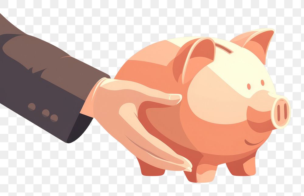 PNG Piggy bank hand representation investment. AI generated Image by rawpixel.