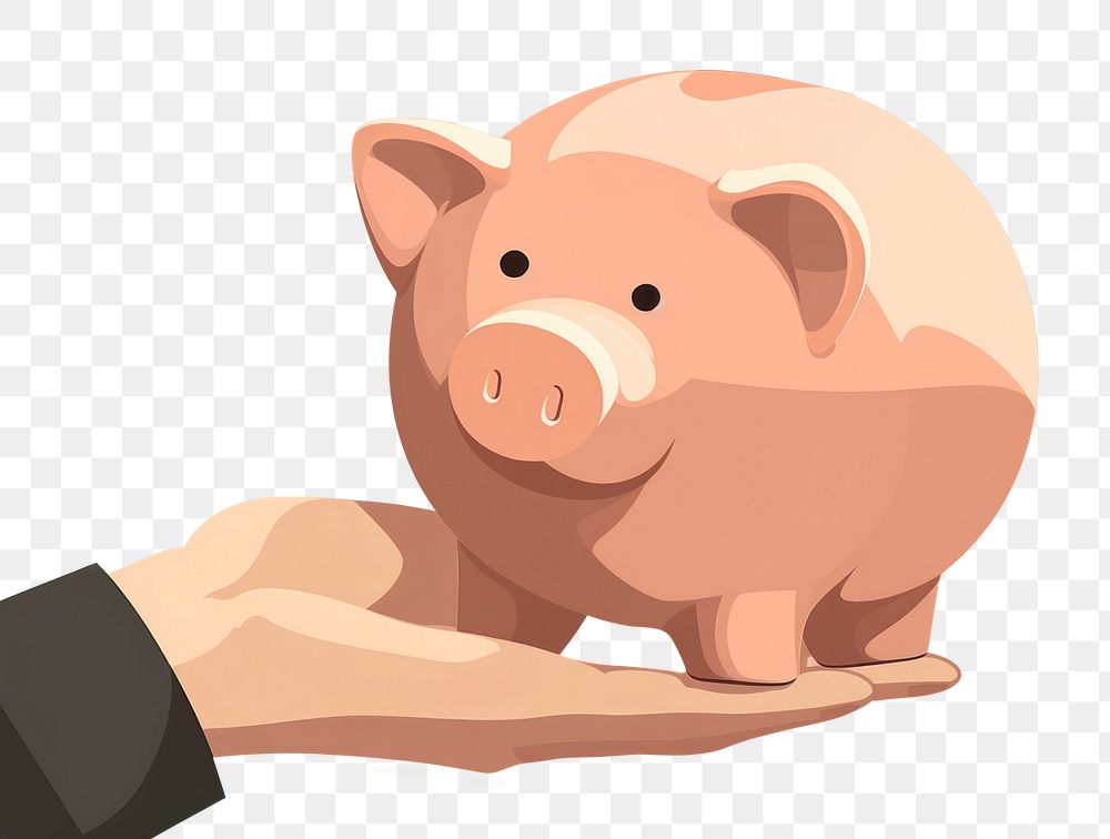 PNG Piggy bank mammal hand investment. AI generated Image by rawpixel.