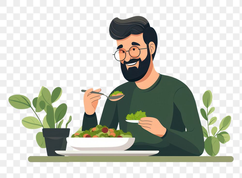 PNG Eating adult plant food. AI generated Image by rawpixel.