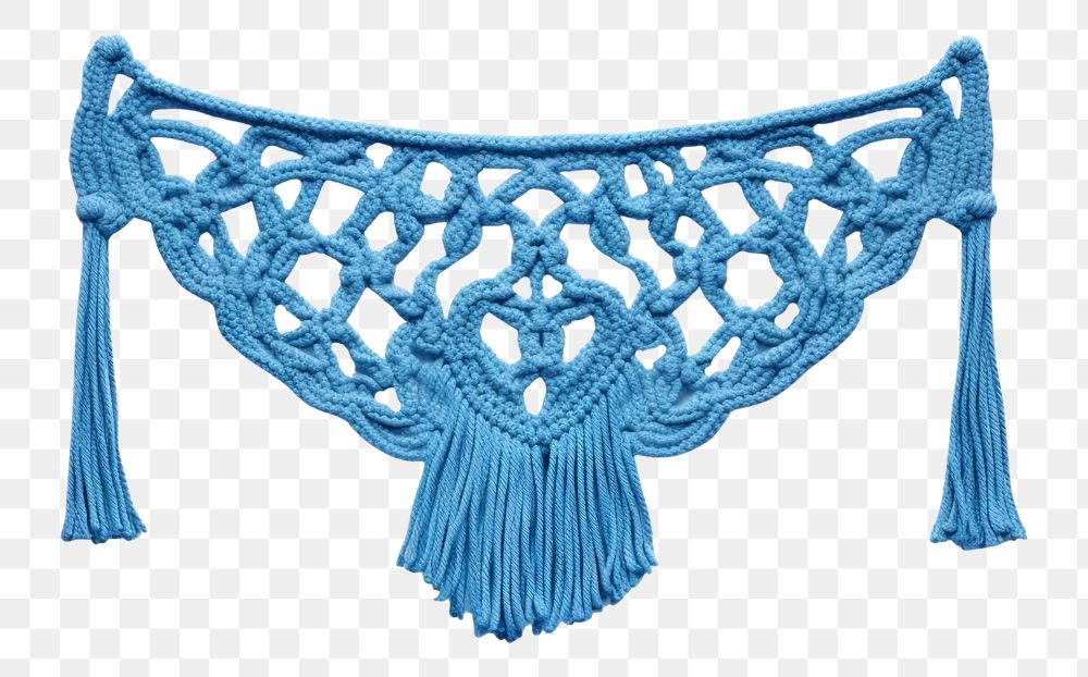 PNG Blue macrame art white background creativity. AI generated Image by rawpixel.