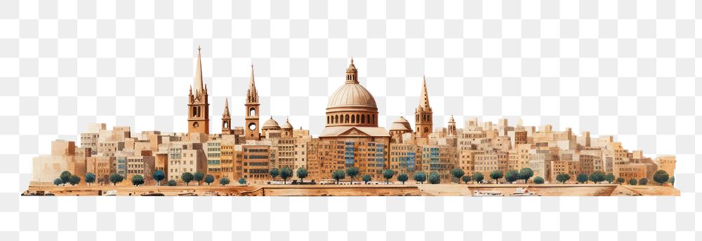 PNG Malta architecture waterfront cityscape. AI generated Image by rawpixel.