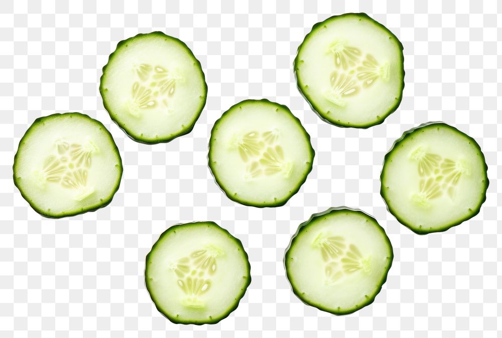 PNG Sliced cucumbers vegetable sliced plant. AI generated Image by rawpixel.