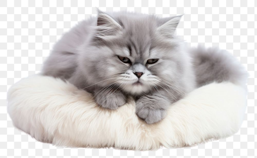 PNG Persian gray cat sleep pet mammal animal. AI generated Image by rawpixel.