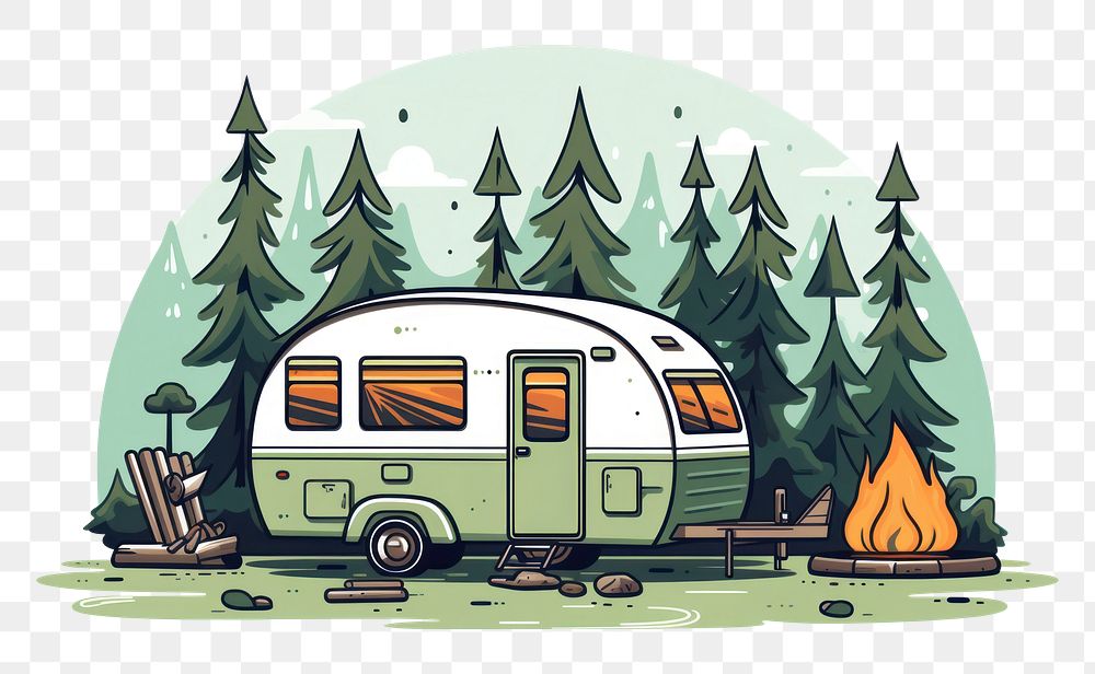 PNG Camping outdoors vehicle cartoon. 