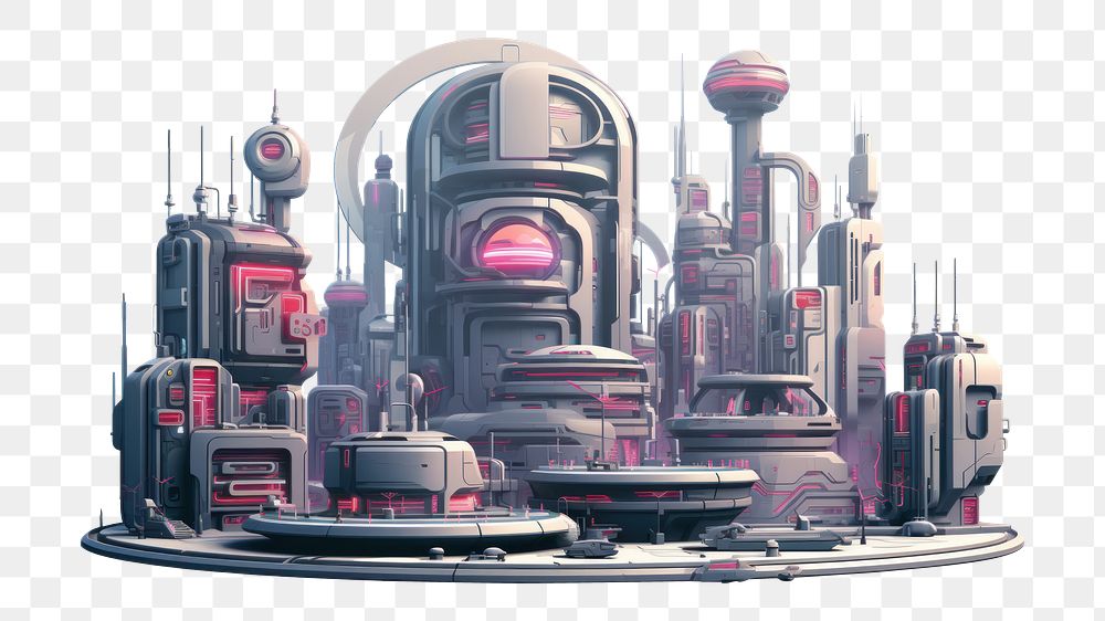 PNG Cyberpunk city cartoon transportation architecture. AI generated Image by rawpixel.