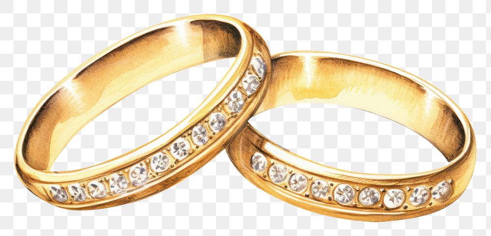 PNG Gold wedding rings diamond gemstone jewelry. AI generated Image by rawpixel.