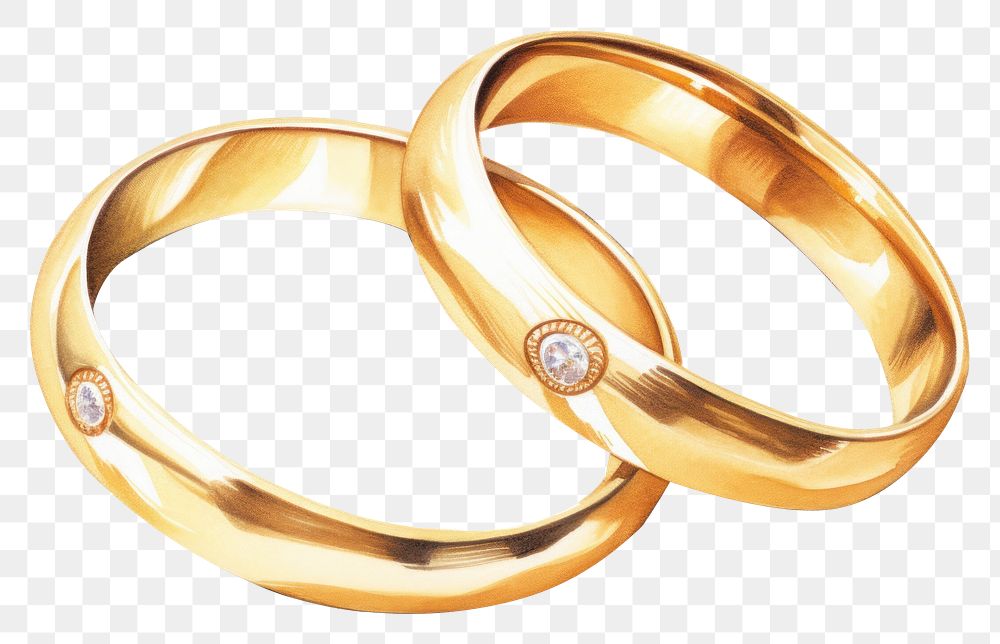 PNG Gold wedding rings jewelry diamond white background. AI generated Image by rawpixel.