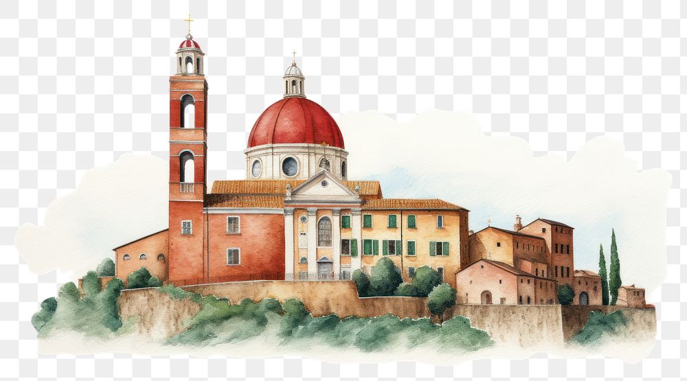 PNG Italy architecture building painting. AI generated Image by rawpixel.