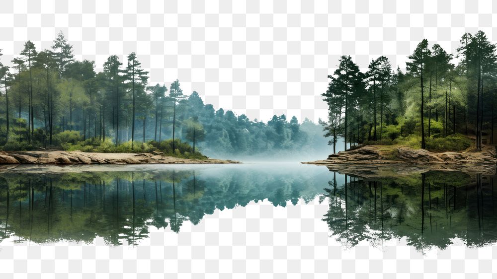 PNG Lake tree wilderness landscape. 
