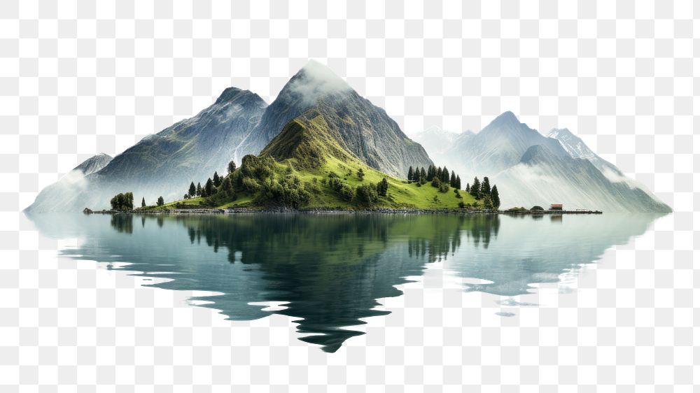 PNG Lake mountain landscape panoramic. AI generated Image by rawpixel.