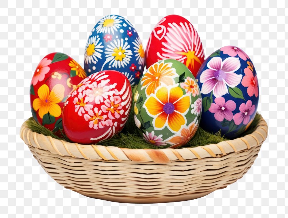 PNG Easter eggs painted basket easter  