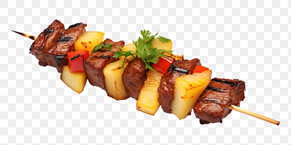 PNG  Beef barbeque skewer vegetable meat food. AI generated Image by rawpixel.