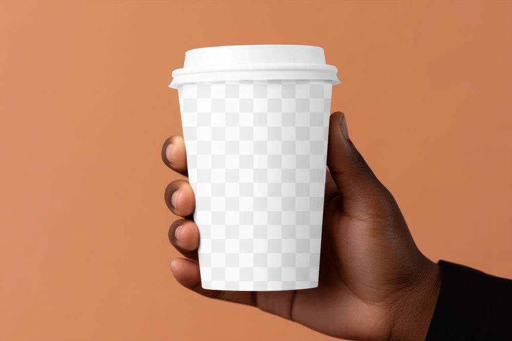 Paper coffee cup png mockup, transparent product packaging