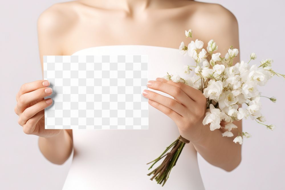 Wedding invitation card png mockup, transparent design