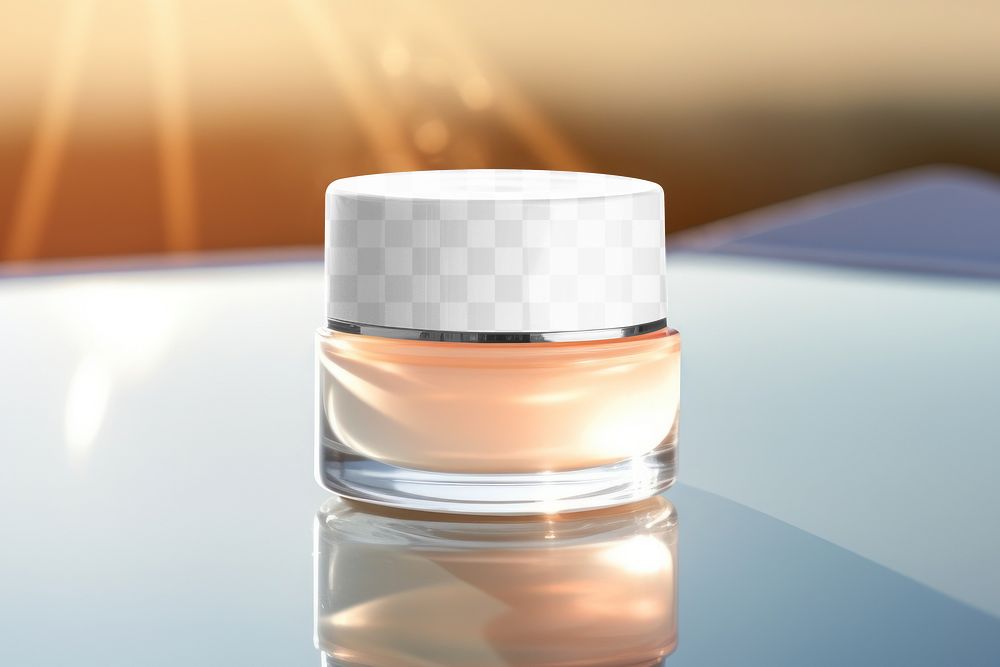 Skincare jar png mockup, transparent product packaging