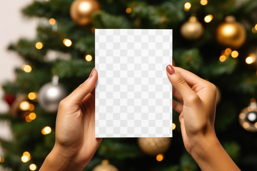 Christmas greeting card png mockup, transparent design