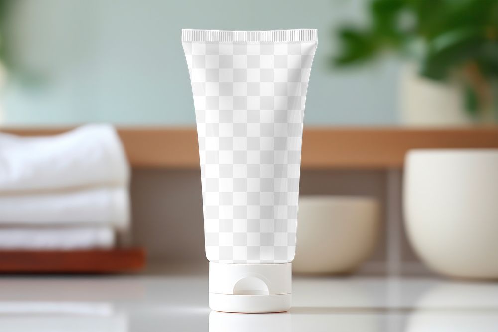Skincare bottle png mockup, transparent product packaging