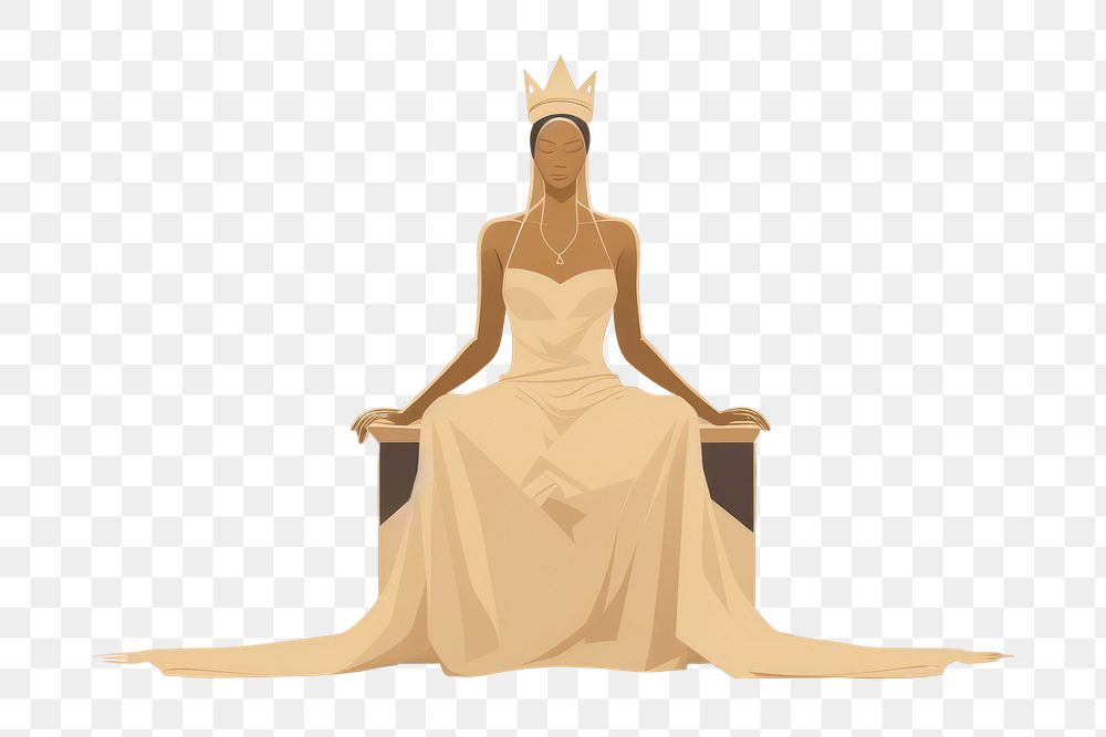 PNG Queen sitting fashion spirituality cross-legged. AI generated Image by rawpixel.