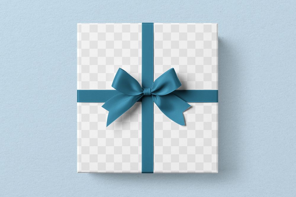 Blue gift box png mockup, transparent design
