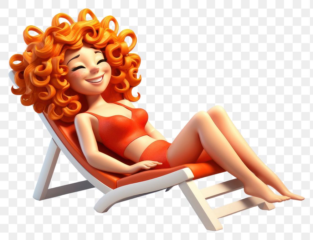 PNG Sunbathing furniture swimwear cartoon. AI generated Image by rawpixel.