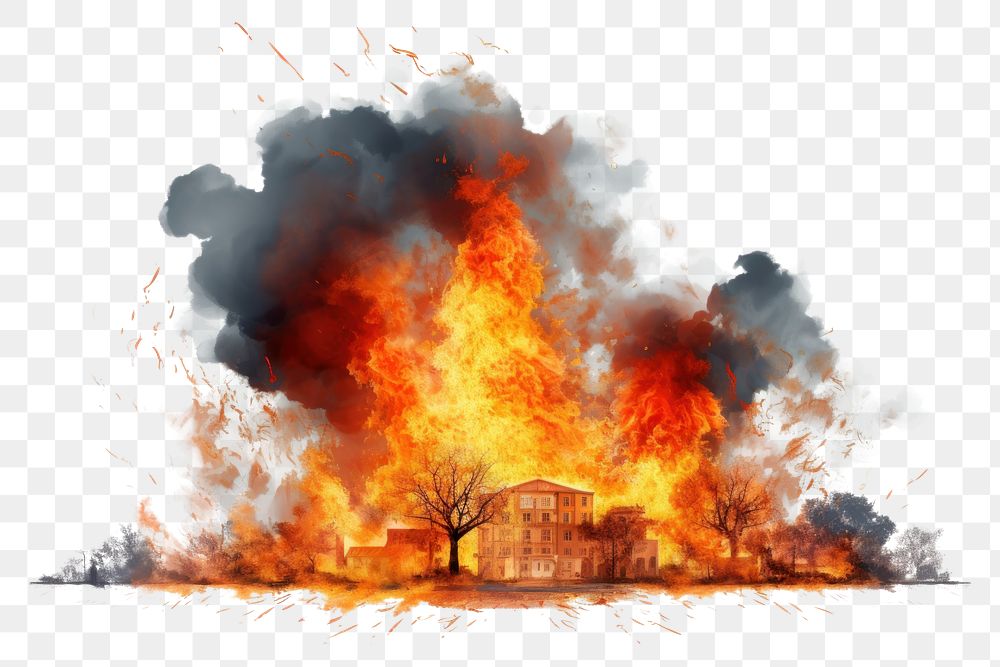 PNG Fire bonfire architecture destruction. AI generated Image by rawpixel.