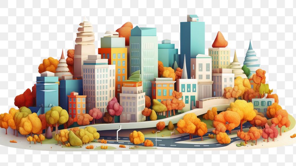 PNG Autumn city art cartoon. AI generated Image by rawpixel.