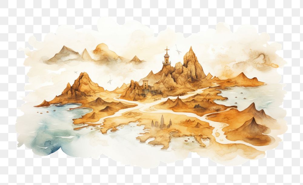 PNG Old map landscape painting outdoors. AI generated Image by rawpixel.