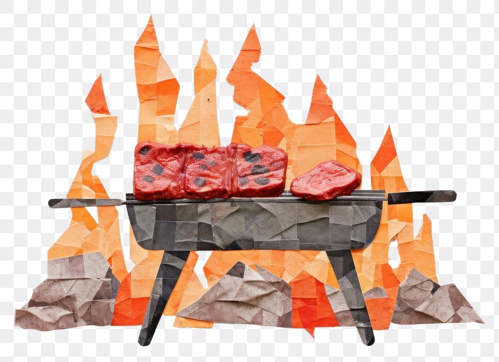 PNG Barbecue meat creativity fireplace. AI generated Image by rawpixel.
