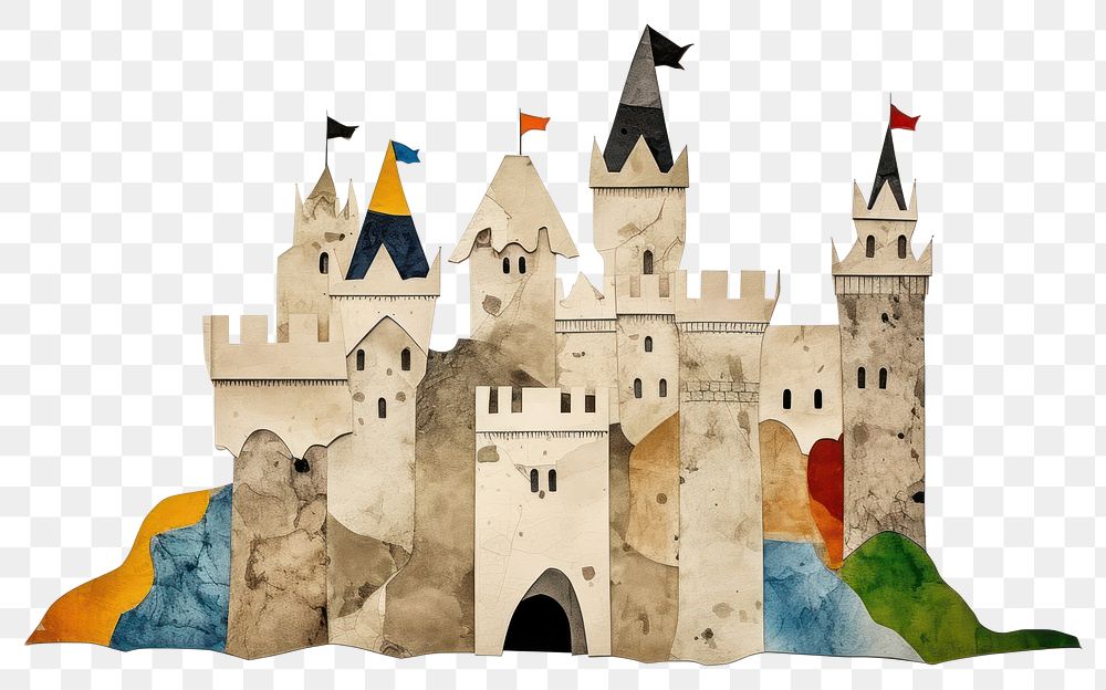 PNG Castle architecture building painting. AI generated Image by rawpixel.