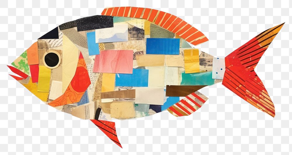 PNG Fish painting collage animal. AI generated Image by rawpixel.