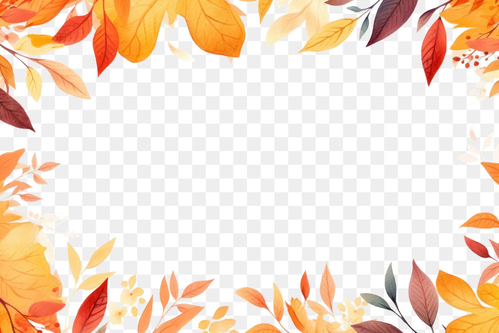 PNG Fall leaves frame backgrounds pattern plant. AI generated Image by rawpixel.