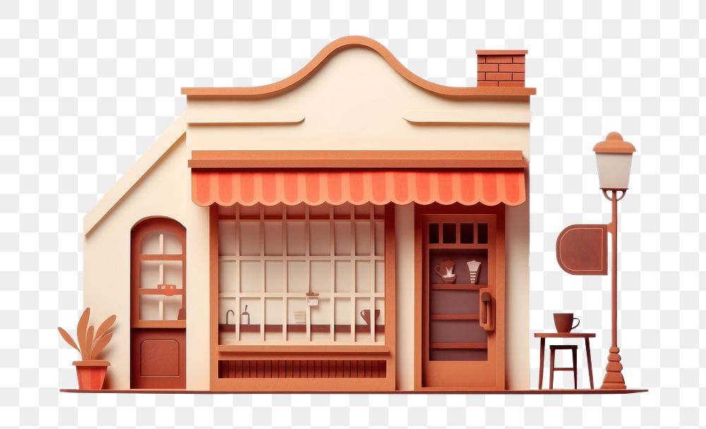 PNG Coffee shop architecture dollhouse playhouse. AI generated Image by rawpixel.