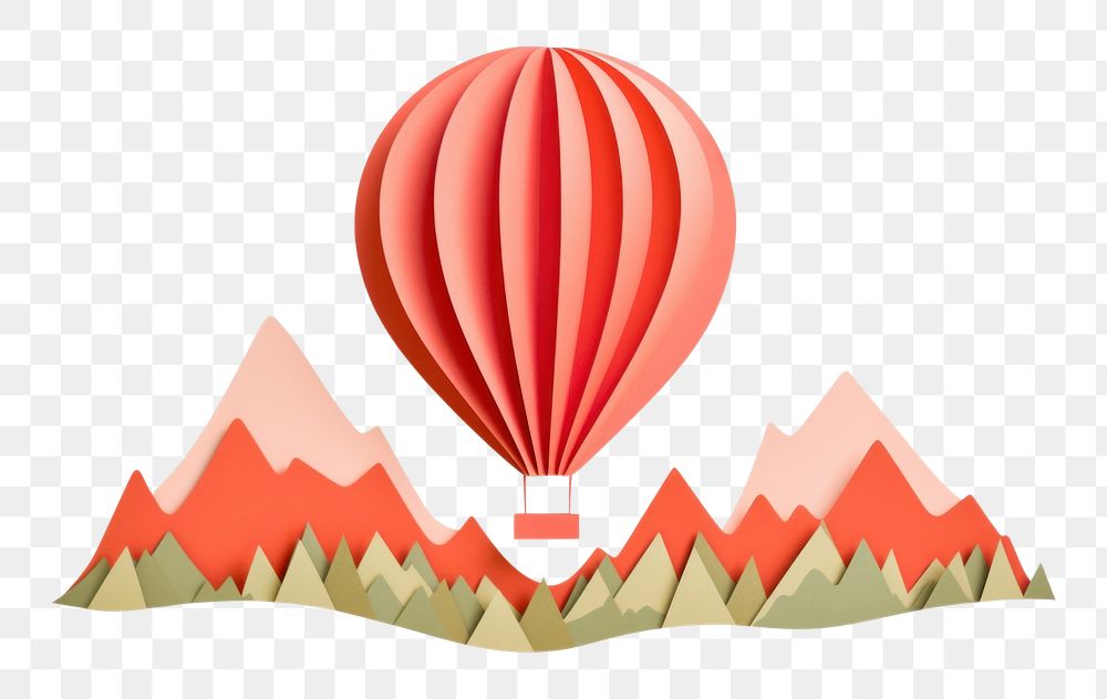 PNG Hot air balloon paper art transportation. AI generated Image by rawpixel.