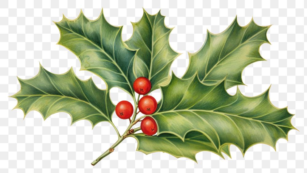 PNG Holly christmas plant leaf. 