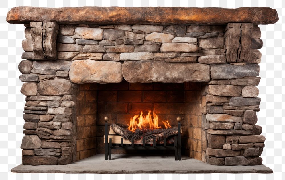 PNG Stone fireplace hearth white background architecture. 